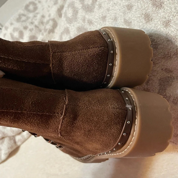 Steve Madden Rainer Lace Front Chunky Boots Suede NEW​​ - Picture 9 of 13